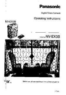 Panasonic NV EX 3 B manual. Camera Instructions.